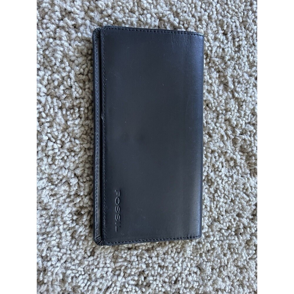 Fossil Black Leather Checkbook Holder